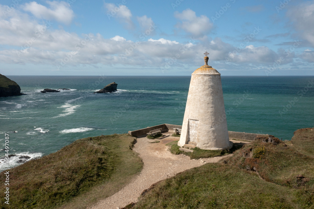 Aerial image of the 'Pepperpot' at Portreath, Cornwall, UK