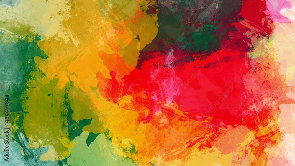 Abstract background painting art with red, yellow and green paint brush for presentation, website, halloween poster, wall decoration, or t-shirt design.