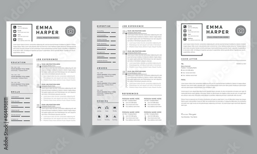 Clean and Professional Resume Template, Cv & Cover Letter Creative Business layout	