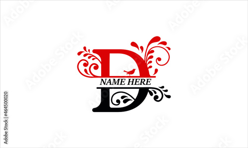 D Alphabet split letter nature abstract monogram vector logo template
