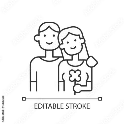 First date linear icon. Initial meeting. Tips on having successful first date. Falling in love Thin line customizable illustration. Contour symbol. Vector isolated outline drawing. Editable stroke