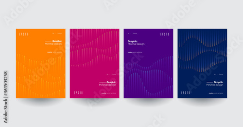 Modern minimal brochure templates. Wavy linear patterns composition.