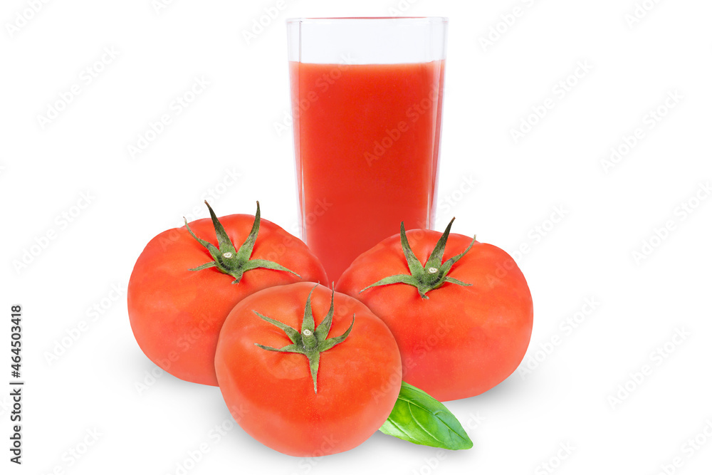 Tomatoes and tomato juice isolated on white background. Tomatoes and tomato juice isolated on white background.