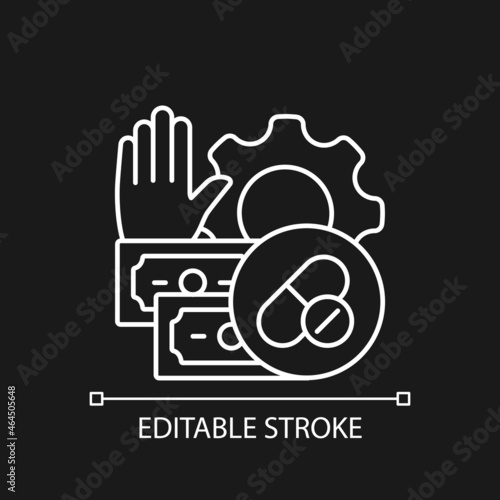 Feasibility studies white linear icon for dark theme. Investigating researches viability. Thin line customizable illustration. Isolated vector contour symbol for night mode. Editable stroke