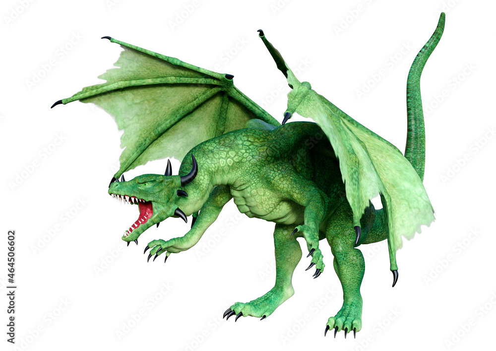 Fototapeta premium 3D Rendering Fairy Tale Dragon on White