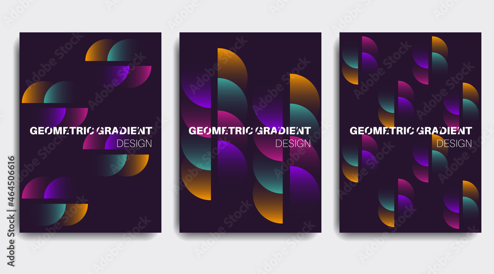 Minimal geometric poster set. Geometric gradient shapes composition. Vector EPS 10.