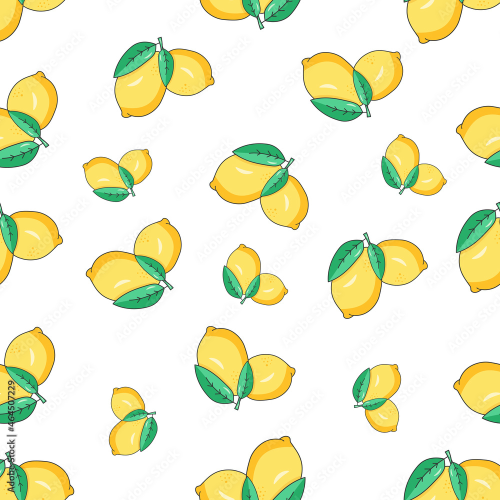 Naklejka premium Yellow lemon pattern in a bright style on a light background.