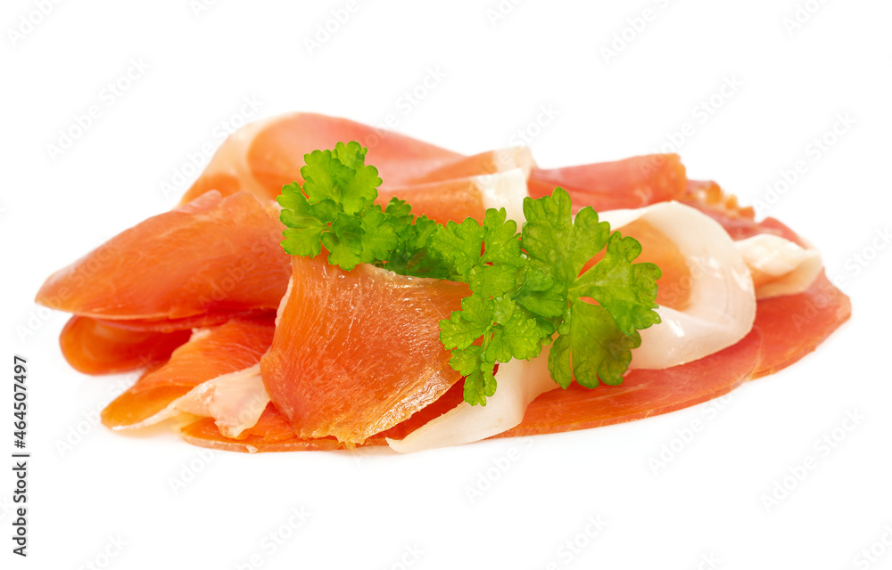 sliced jamon isolated on white background sliced jamon isolated on white background