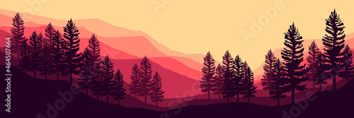 morning at mountain landscape vector illustration good for wallpaper, background, backdrop, web banner, blog, web background, and design template