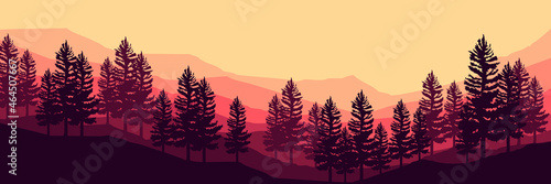morning at mountain landscape vector illustration good for wallpaper, background, backdrop, web banner, blog, web background, and design template