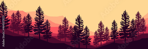 morning at mountain landscape vector illustration good for wallpaper, background, backdrop, web banner, blog, web background, and design template