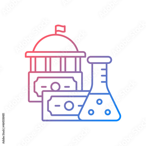 Government funding of research gradient linear vector icon. Government grants. Investment in scientific research. Thin line color symbol. Modern style pictogram. Vector isolated outline drawing