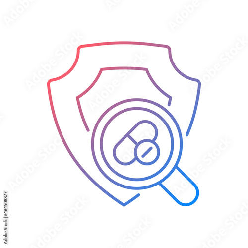Checking safety of new drugs gradient linear vector icon. Dose response assessment. Acute toxicity tests. Thin line color symbol. Modern style pictogram. Vector isolated outline drawing