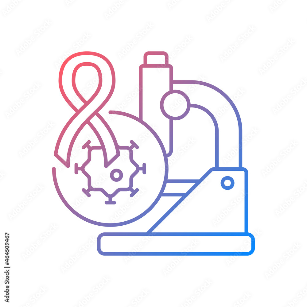 Cancer clinical trials gradient linear vector icon. Development in cancer treatment. Medical oncology. Research studies. Thin line color symbol. Modern style pictogram. Vector isolated outline drawing Cancer clinical trials gradient linear vector icon. Development in cancer treatment. Medical oncology. Research studies. Thin line color symbol. Modern style pictogram. Vector isolated outline drawing