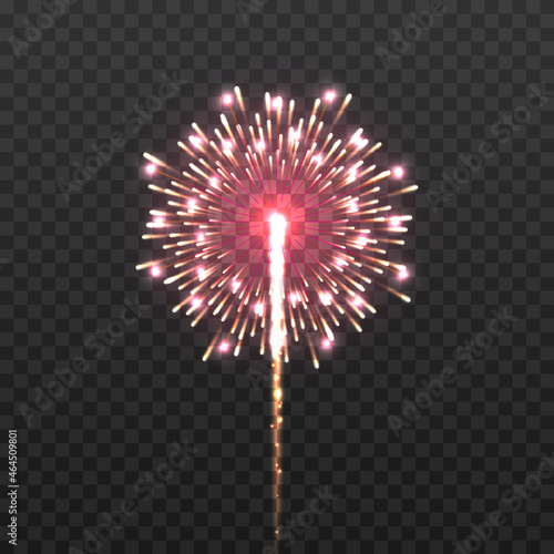 Vector festive fireworks on an isolated transparent background. Fireworks png, salute, explosion png, holiday.