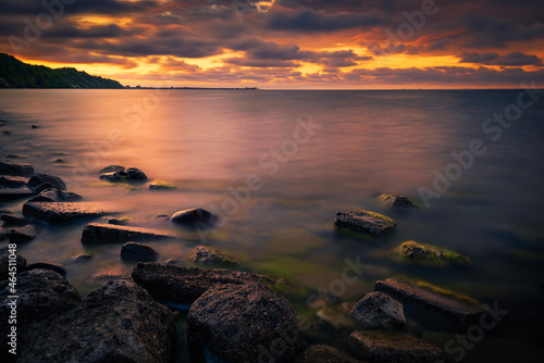 Sunrise over the beach on the Baltic Sea in Babie Doly, Gdynia, Poland © RafalDlugosz