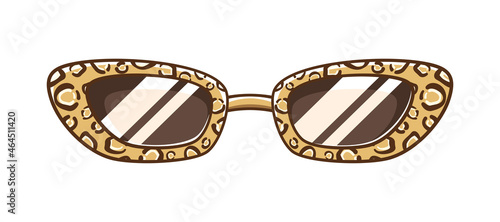 Leopard print shades sunglasses clipart. Funky party glasses eyewear cartoon vector illustration.