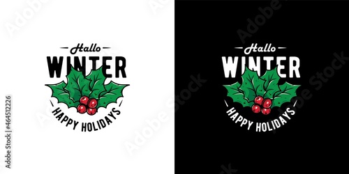 Christmas holly for the new year. Winter design berry for merry christmas holiday