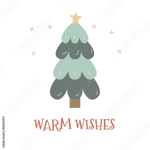 Warm wishes. Merry Christmas Corporate Holiday cards and invitations. Cozy style vector illustration.