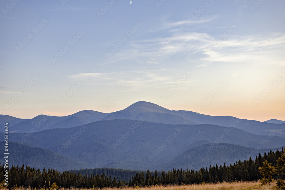 incredible evening sky in the mountains. sky over the mountain tops