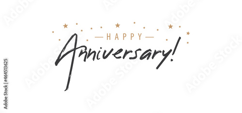Happy Anniversary calligraphy inscription. Greeting banner. Hand drawn style design. Handwritten modern lettering.