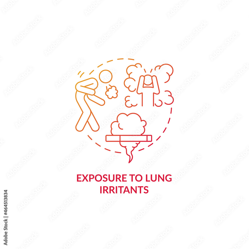 Exposure to lung irritants red gradient concept icon. Pneumonia risk ...
