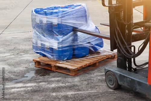 A forklift accident hits a dangerous chemical tank photo