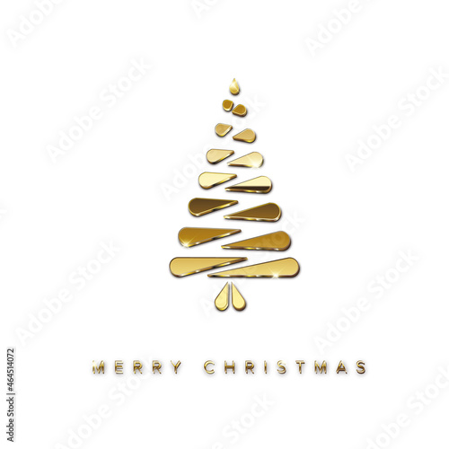 Christmas card with minimalistic golden tree