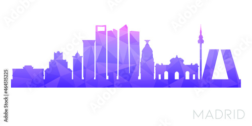 Madrid  Spain Low Poly Skyline Clip Art City Design. Geometric Polygon Graphic Horizon Icon. Vector Illustration Symbol.