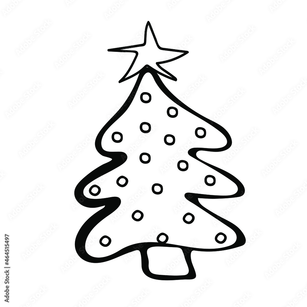 Christmas tree in doodle style. New year and christmas hand-drawn decorations. Vector illustration. Christmas tree in doodle style. New year and christmas hand-drawn decorations. Vector illustration.
