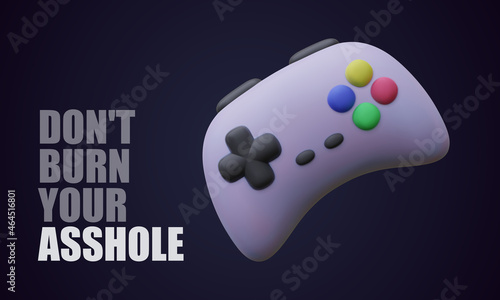 Gamepad or joypad controller. Console gaming controller 3d render. Retro gamepad on black background. Gamers and games concept. Vector illustration