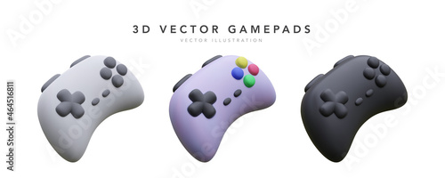 Realistic gamepads collection isolated on white background. Vector illustration