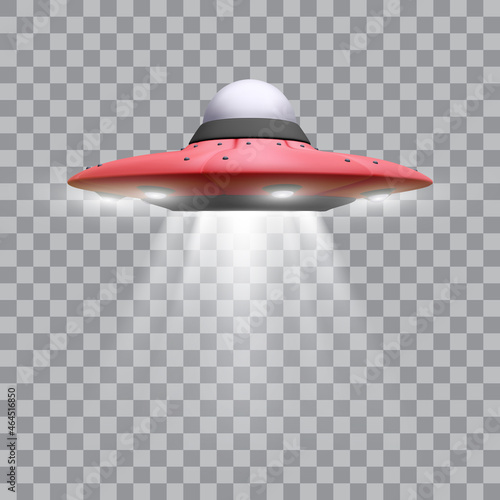 3d unidentified flying object isolated on white background. Vector illustration