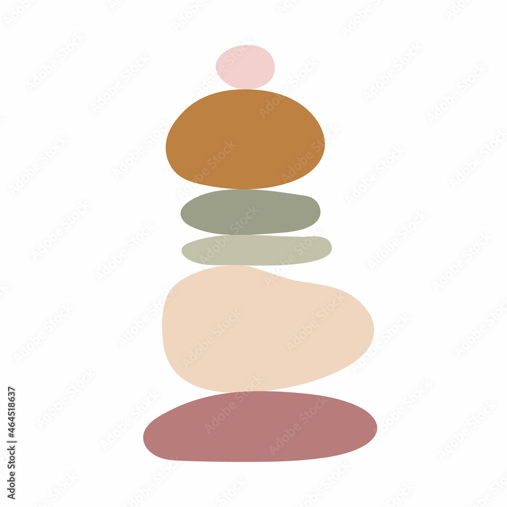 Zen stones simple abstract vector illustration in flat style, relax, meditation and yoga concept, boho colors stone pyramid for making banners, posters, cards, prints, wall art Zen stones simple abstract vector illustration in flat style, relax, meditation and yoga concept, boho colors stone pyramid for making banners, posters, cards, prints, wall art