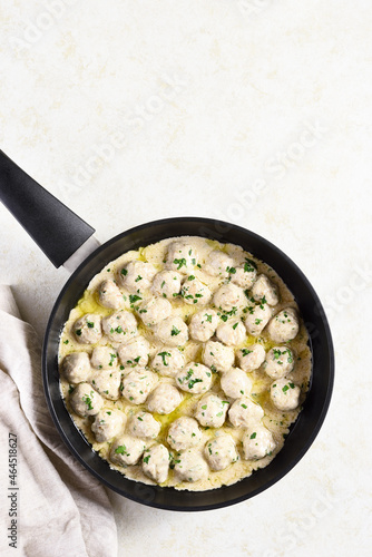 Swedish meatballs with white creamy sauce