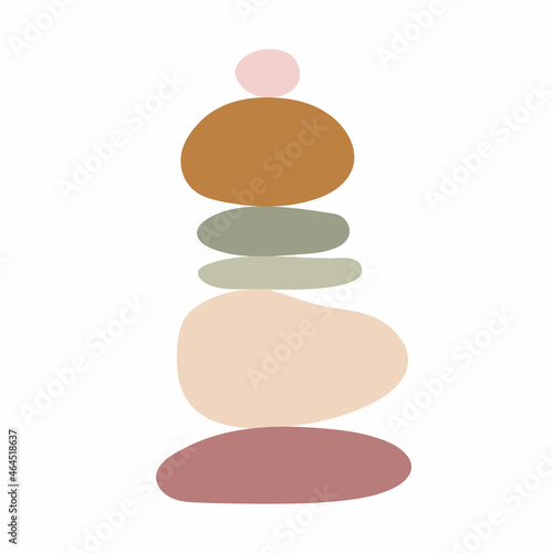 Zen stones simple abstract vector illustration in flat style, relax, meditation and yoga concept, boho colors stone pyramid for making banners, posters, cards, prints, wall art