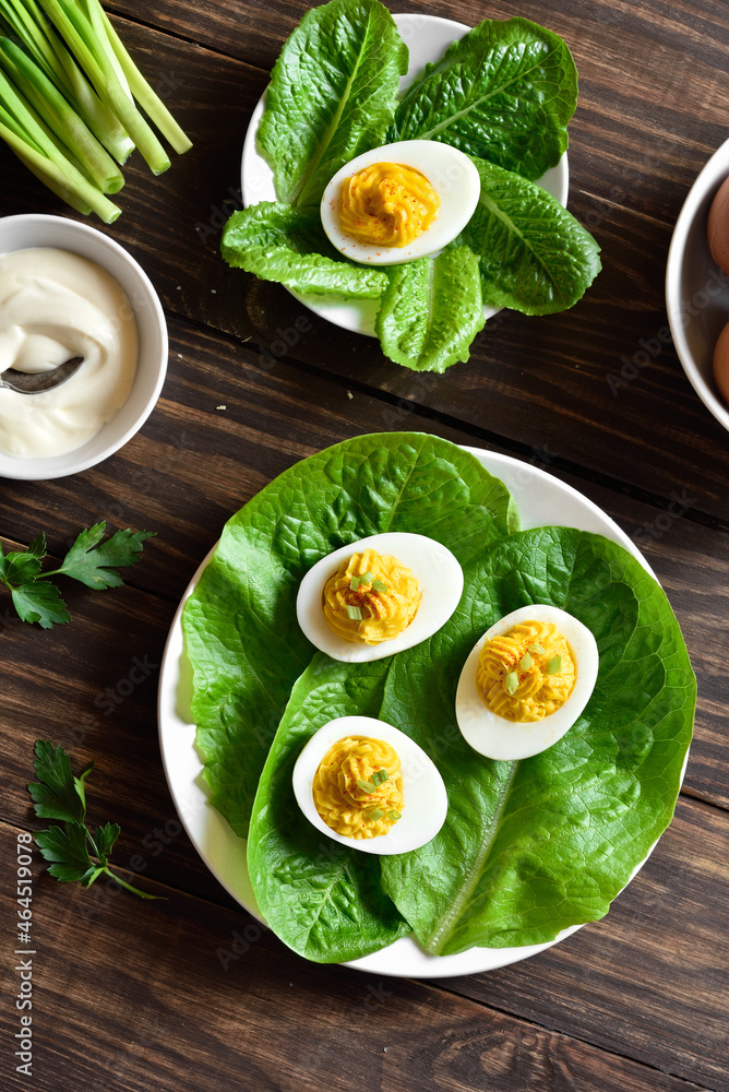 Deviled eggs with paprika, mustard and mayonnaise Deviled eggs with paprika, mustard and mayonnaise