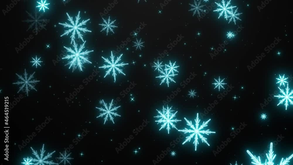 降り注ぐ青い雪の結晶 4K LOOP クリスマス 年末 降り注ぐ青い雪の結晶 4K LOOP クリスマス 年末