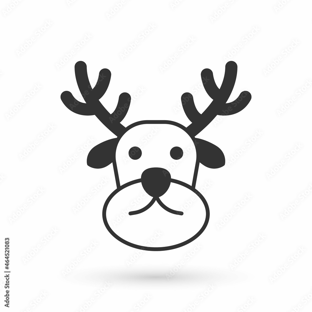 Grey Reindeer icon isolated on white background. Merry Christmas and Happy New Year. Vector Grey Reindeer icon isolated on white background. Merry Christmas and Happy New Year. Vector