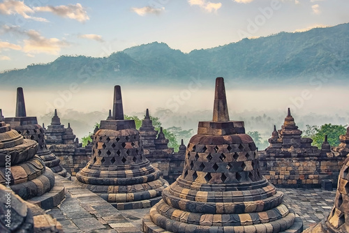 Borobudur Buddhist monument in Central Java, Indonesia © Stockbym