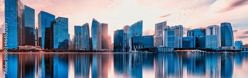 Photography View of Marina Bay at sunset in Singapore City, Singapore