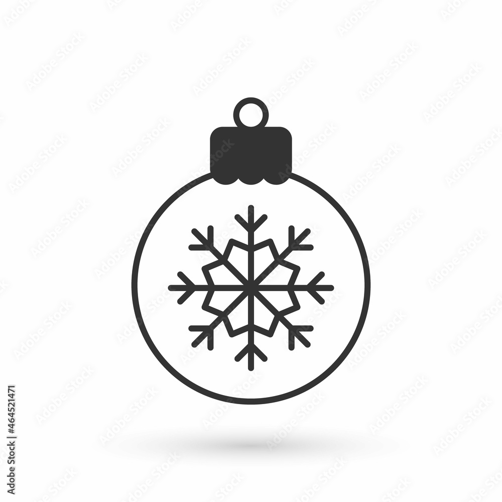 Fototapeta premium Grey Christmas ball icon isolated on white background. Merry Christmas and Happy New Year. Vector