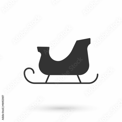 Grey Christmas santa claus sleigh icon isolated on white background. Merry Christmas and Happy New Year. Vector