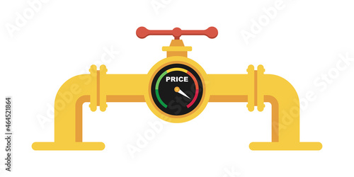 Gas pipe with price indicator. High price for natural gas vector illustration