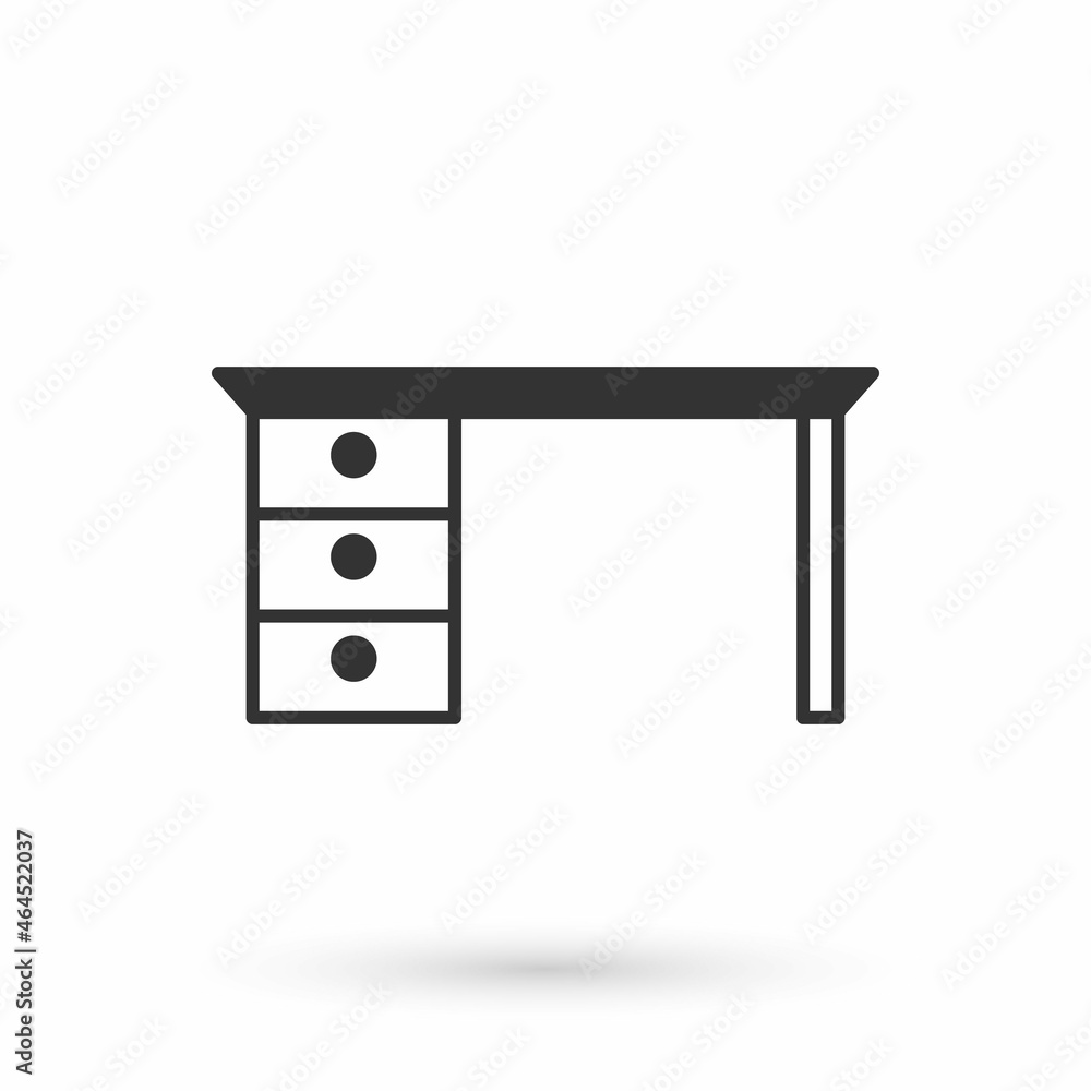 Grey Office desk icon isolated on white background. Vector Grey Office desk icon isolated on white background. Vector