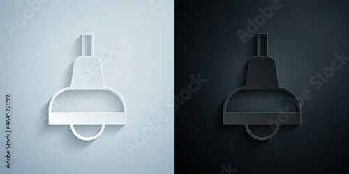 Canvas Paper cut Lamp hanging icon isolated on grey and black background