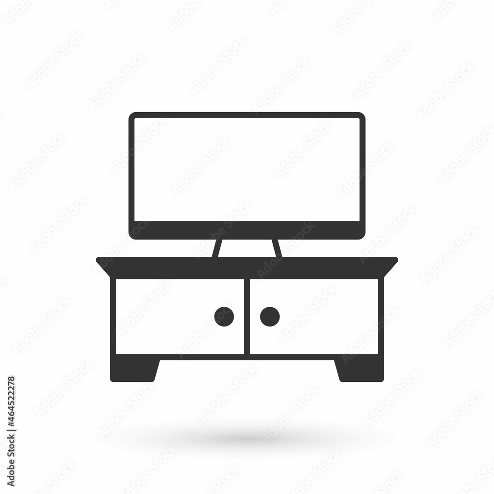 Grey TV table stand icon isolated on white background. Vector Grey TV table stand icon isolated on white background. Vector