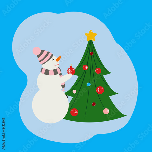 снеговик с елкой