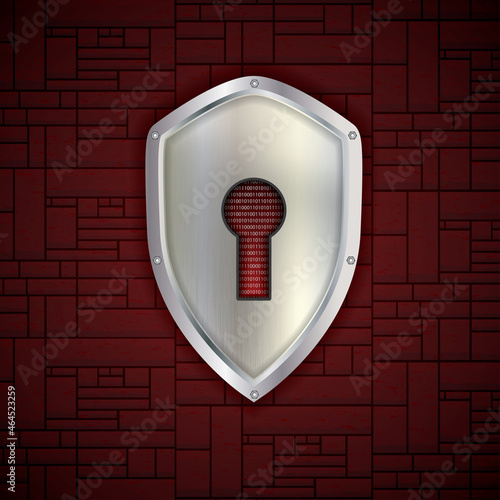 Vector security concept with red brick background