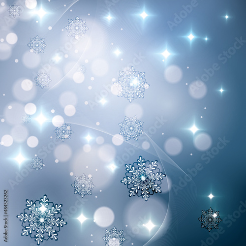 Vector blue snowflakes shining background